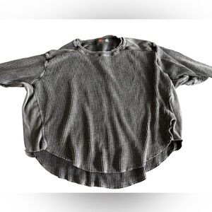 Free People One Blake Thermal Black/Charcoal Gray Women's Top